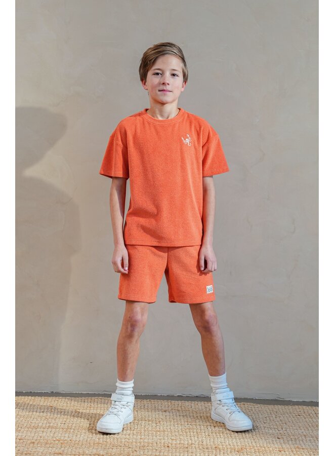 Freddie Flo boys terry towling short with elastic wb F602-6609 | Orange (273)