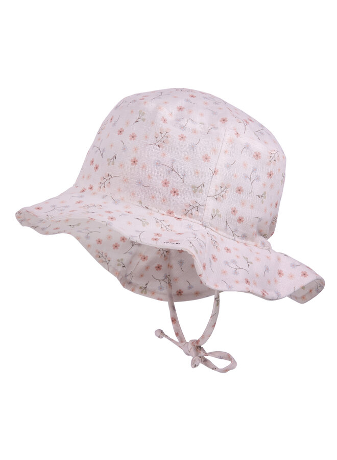 BABY GIRL-hat, linen mix,bands 64500-159800 | wollweiß-blümchen (38)