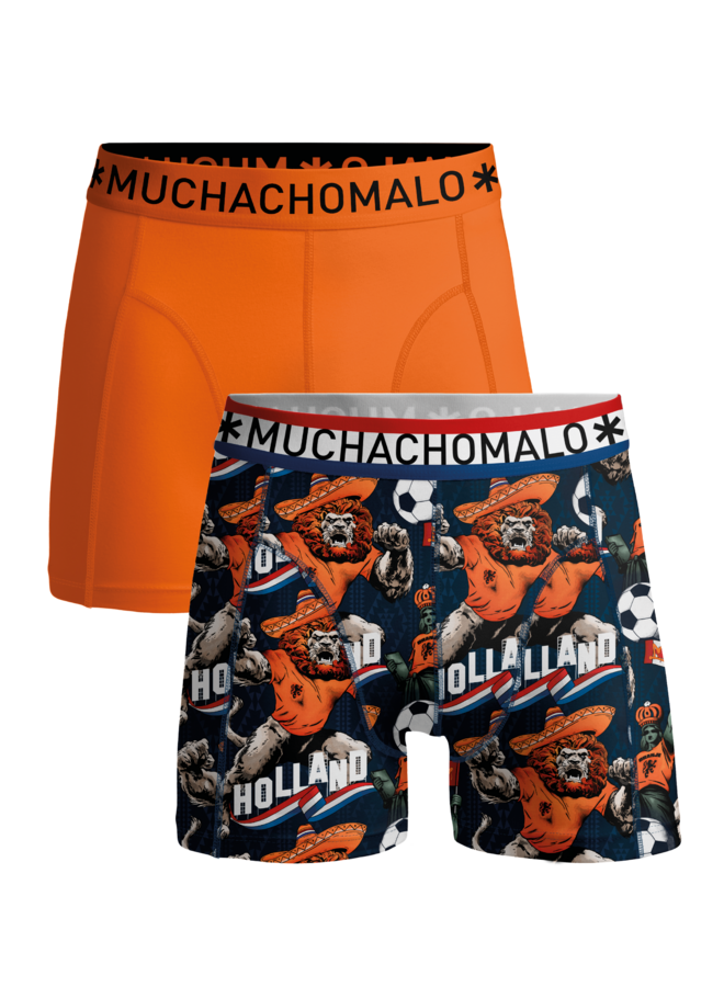Boys 2-Pack Boxer Shorts + Free Keyhanger | Dutchlion Print/Orange