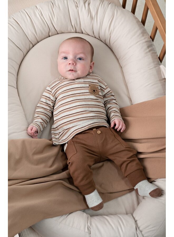Longsleeve rib met streep - Tiny Timber Tales 51602783 | Grijs melange (665)