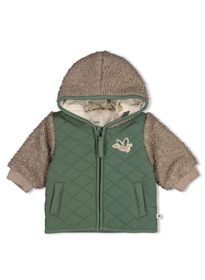 Bouclé jasje met capuchon - Wiggle and Waddle 51800369 | Groen (300)