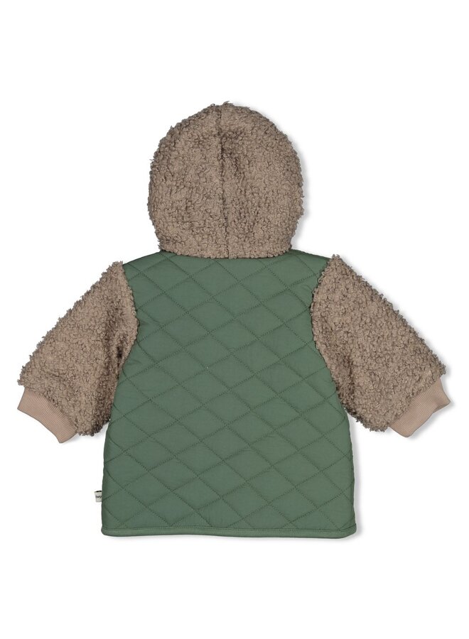 Bouclé jasje met capuchon - Wiggle and Waddle 51800369 | Groen (300)