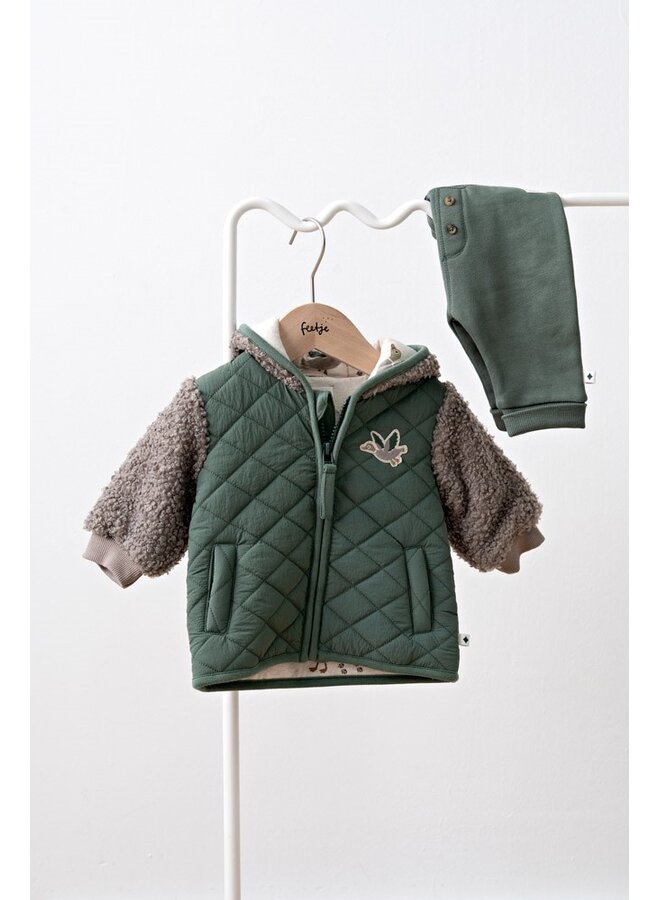 Bouclé jasje met capuchon - Wiggle and Waddle 51800369 | Groen (300)