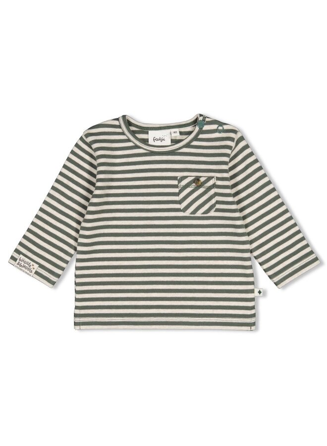Longsleeve rib met streep - Wiggle and Waddle 51602837 | Groen (300)