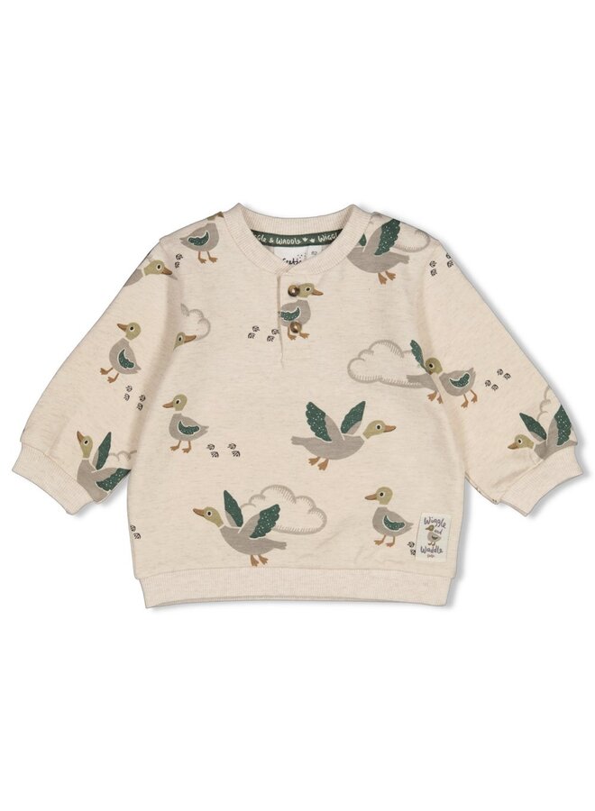 Sweater AOP - Wiggle and Waddle 51602834 | Offwhite melange (610)