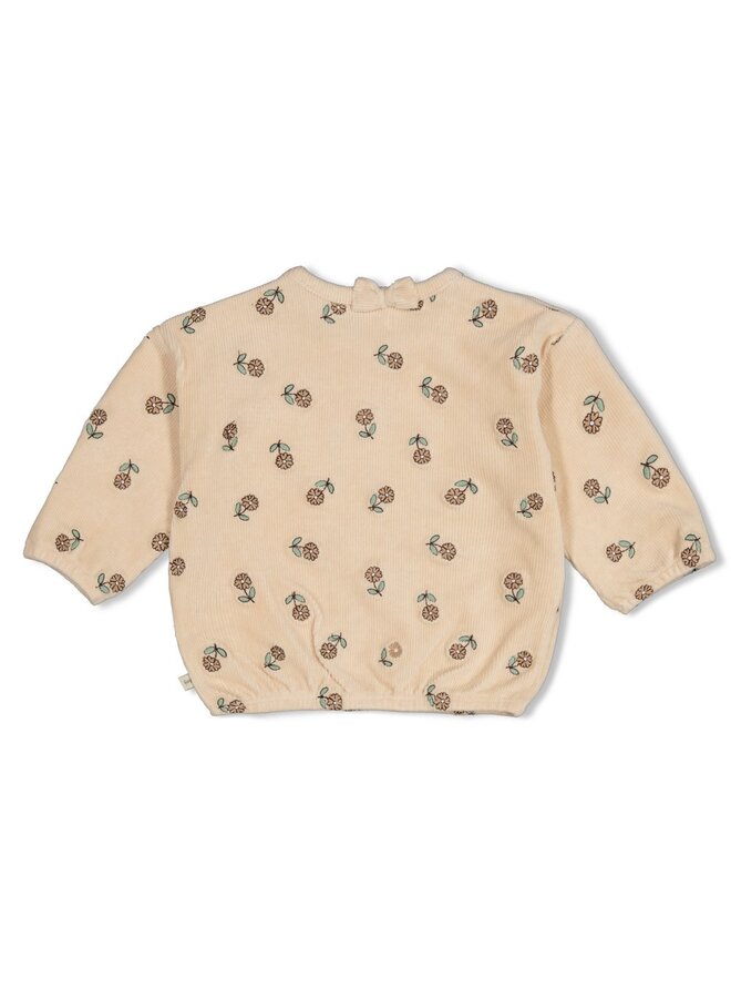 Sweater velours rib met borduursels - Lucky Bloombird 51602915 | Offwhite (600)