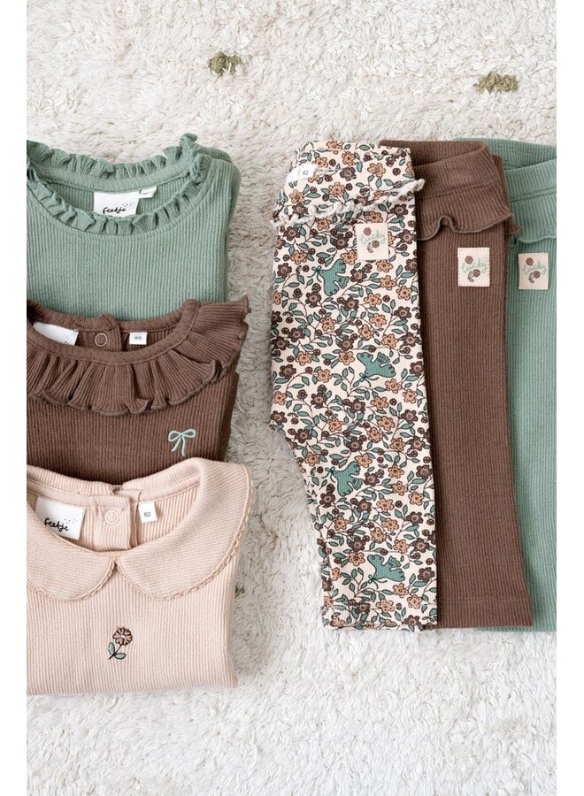 Longsleeve pointelle rib - Lucky Bloombird 51602890 | Bruin (400)