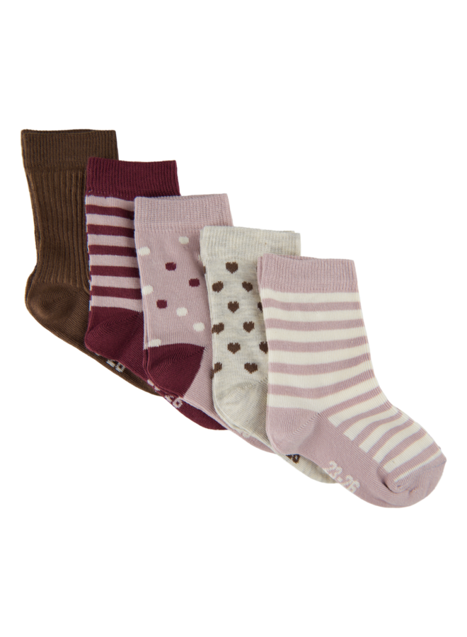 Sock w. pattern (5-pack) 5079 | Rose Smoke (514)