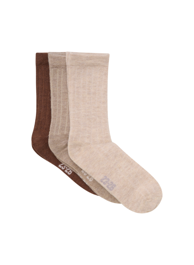 Wool Socks - rib (3-pack) 5980 | Silver Mink Melange (235)