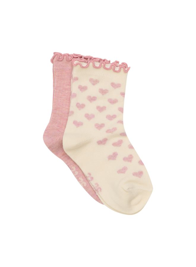 Socks w. lettuce edge (2-pack) 6528 | Light Rose (507)
