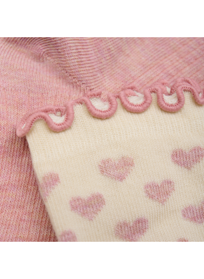 Socks w. lettuce edge (2-pack) 6528 | Light Rose (507)
