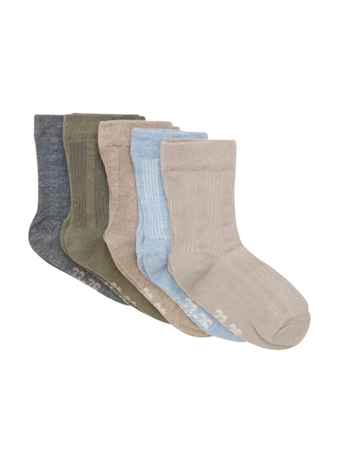 Socks w. knit (5-pack) 6633 | Winter Sky (702)