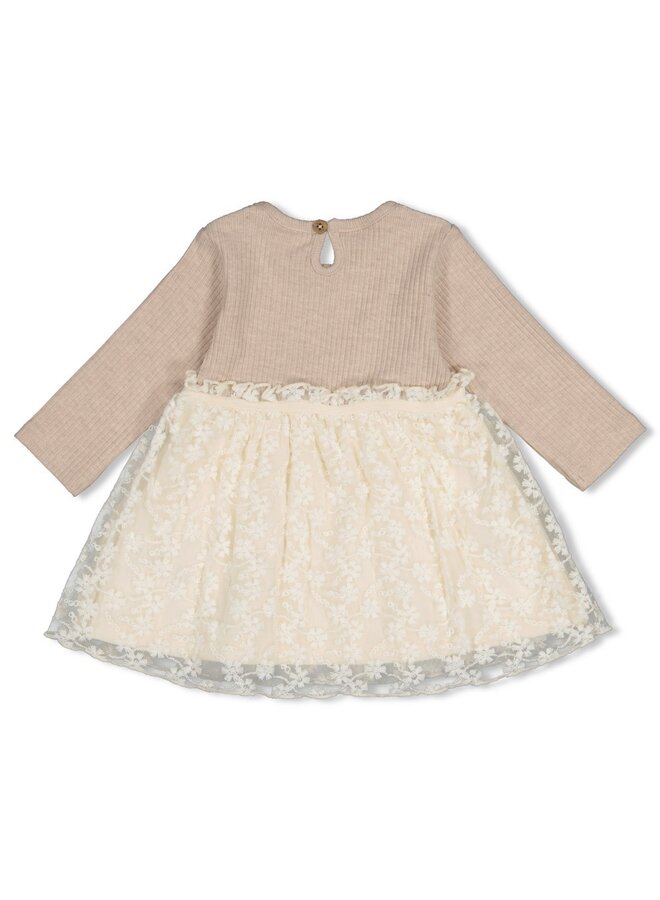 Jurk met geborduurd tule - Dress to Impress 51400597 | Taupe melange (730)