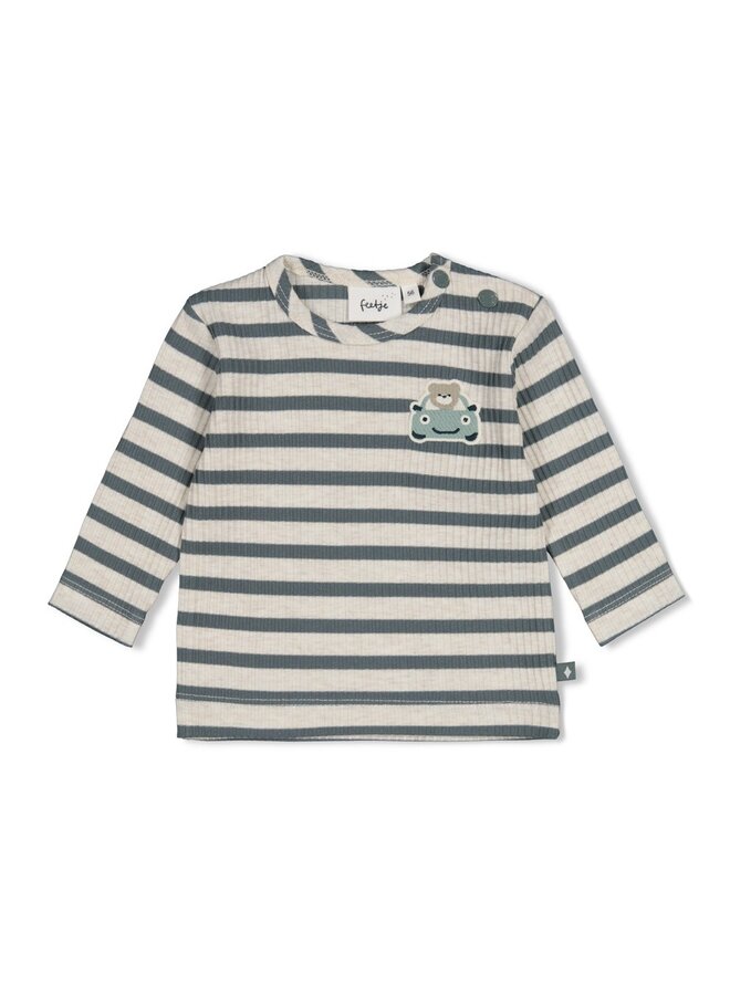 Longsleeve rib met streep - Beep Beep 51602832 | Zeegroen (327)