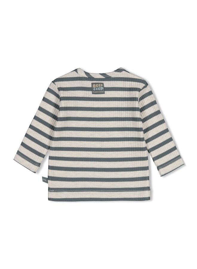 Longsleeve rib met streep - Beep Beep 51602832 | Zeegroen (327)