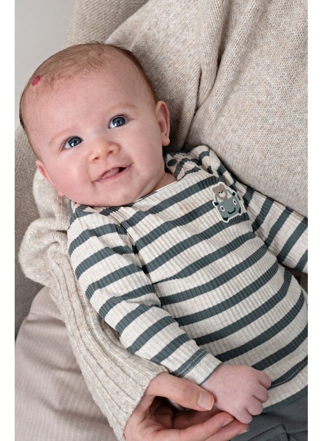 Longsleeve rib met streep - Beep Beep 51602832 | Zeegroen (327)