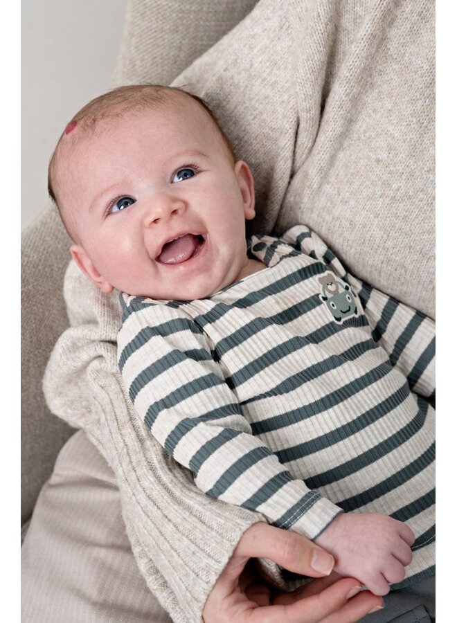 Longsleeve rib met streep - Beep Beep 51602832 | Zeegroen (327)