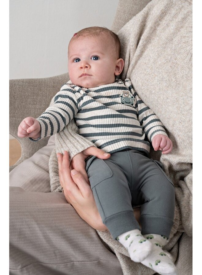 Longsleeve rib met streep - Beep Beep 51602832 | Zeegroen (327)