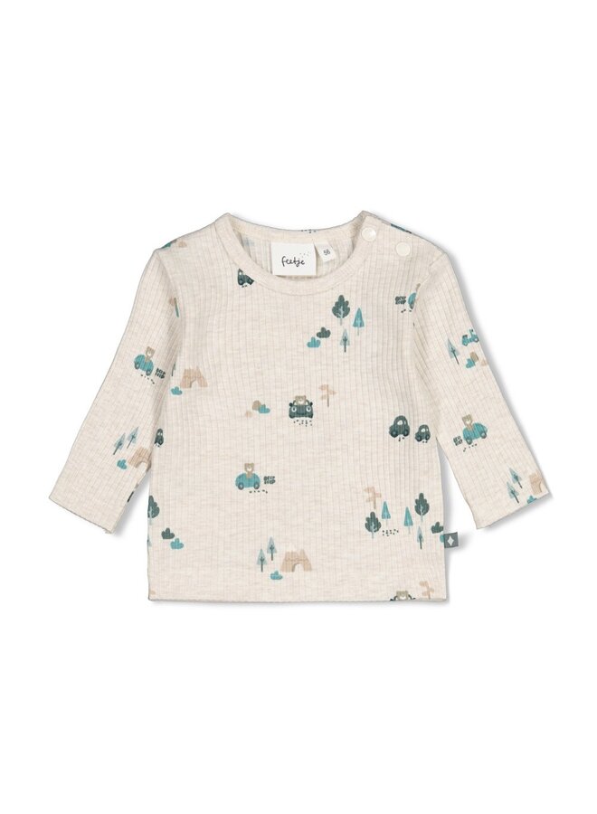 Longsleeve rib AOP - Beep Beep 51602828 | Offwhite melange (610)