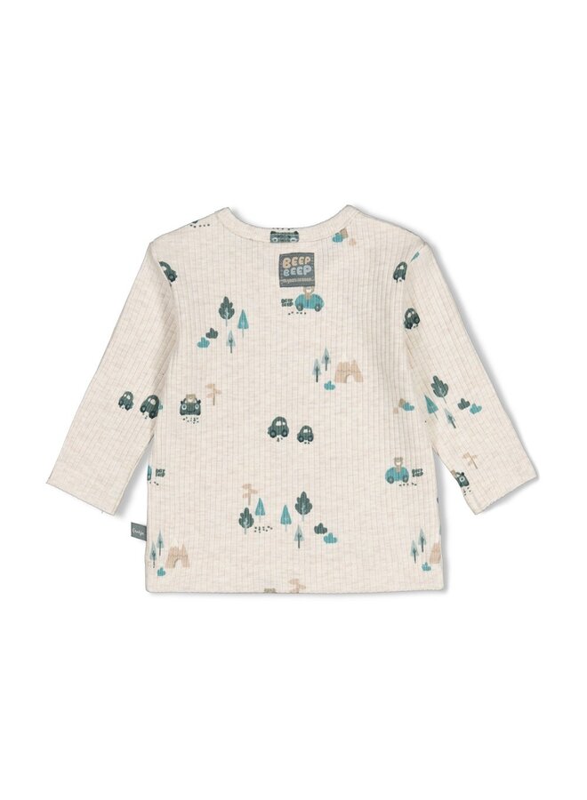 Longsleeve rib AOP - Beep Beep 51602828 | Offwhite melange (610)