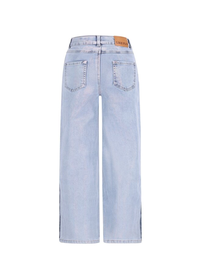F608-5608 Fieke Flo girls straight leg denim pants with button details | Holographic denim 118 (W26)