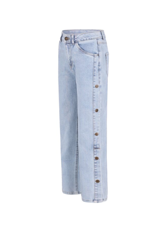 F608-5608 Fieke Flo girls straight leg denim pants with button details | Holographic denim 118 (W26)