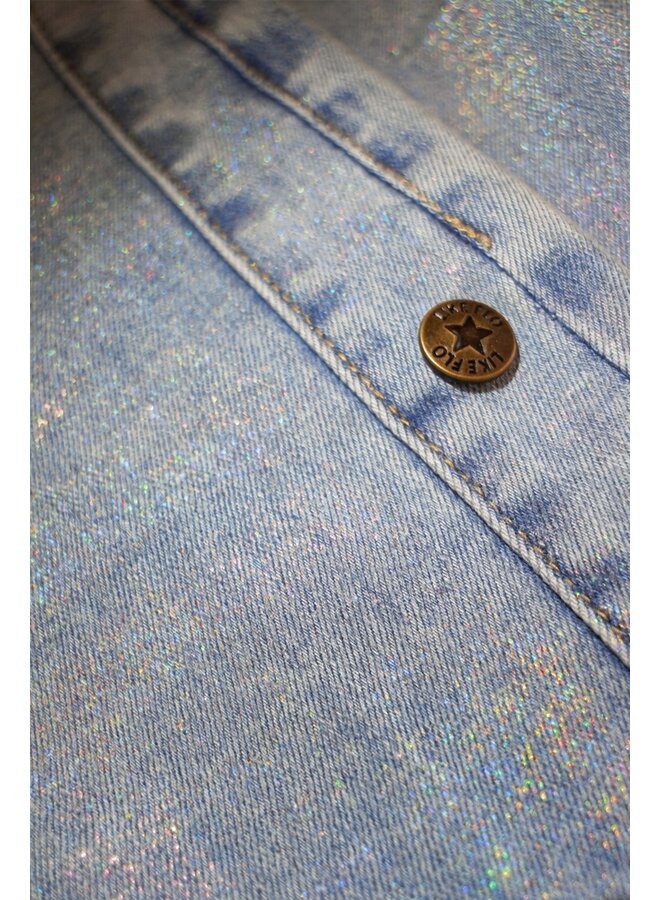 F608-5608 Fieke Flo girls straight leg denim pants with button details | Holographic denim 118 (W26)