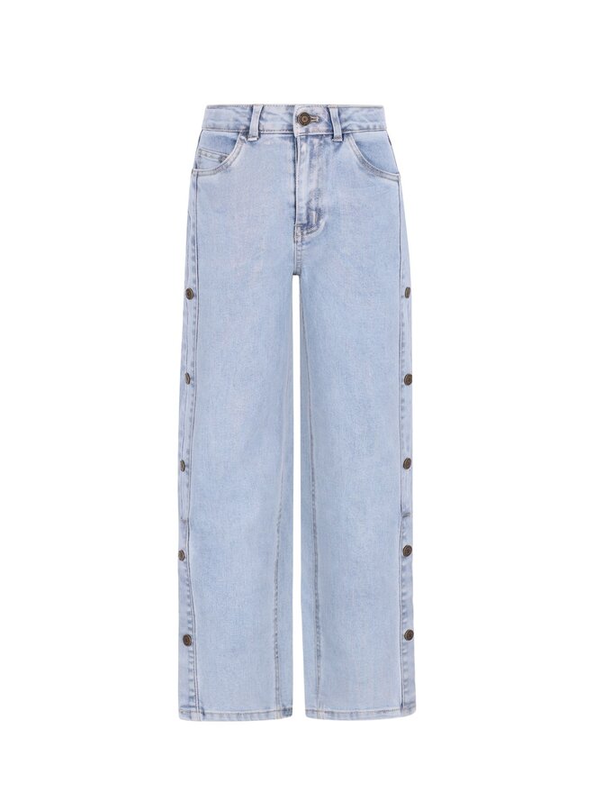F608-5608 Fieke Flo girls straight leg denim pants with button details | Holographic denim 118 (W26)