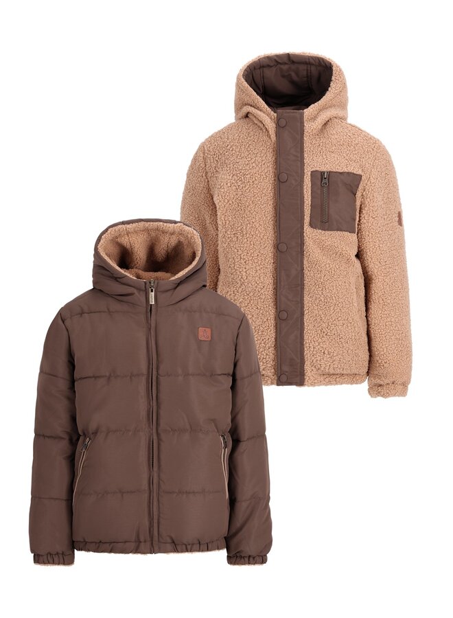 F607-6206 Albon Flo boys reversible hooded jacket | Choco 470 (W26)