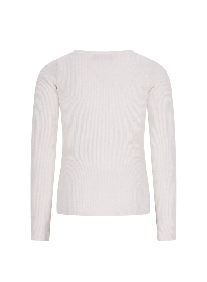 F608-3400 Eva Flo young jersey top with ruffle sleeve hem | Off white 001 (W26)