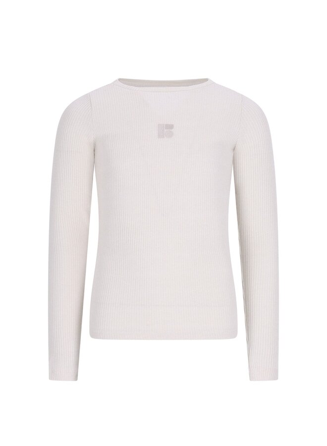 F608-3400 Eva Flo young jersey top with ruffle sleeve hem | Off white 001 (W26)