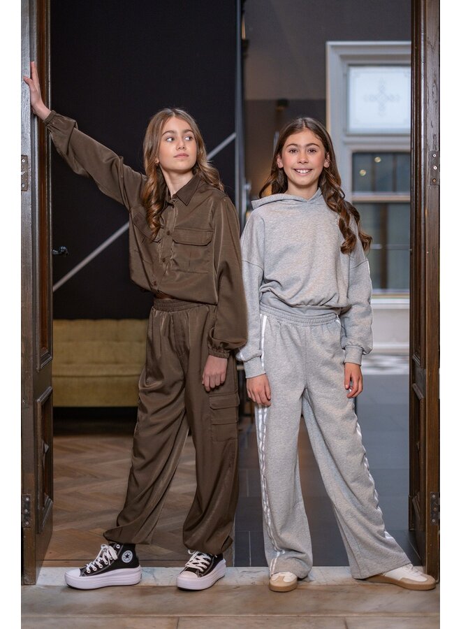 F608-3625 Flevy Flo young parachute pants with elastic in hem | Choco 470 (W26)
