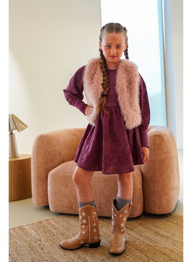 F608-5300 Diam Flo girls faux fur hairy gilet | Soft lilac 602 (W26)
