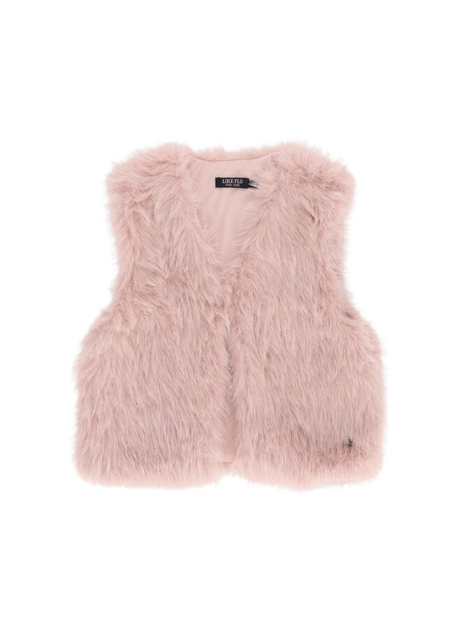 F608-5300 Diam Flo girls faux fur hairy gilet | Soft lilac 602 (W26)
