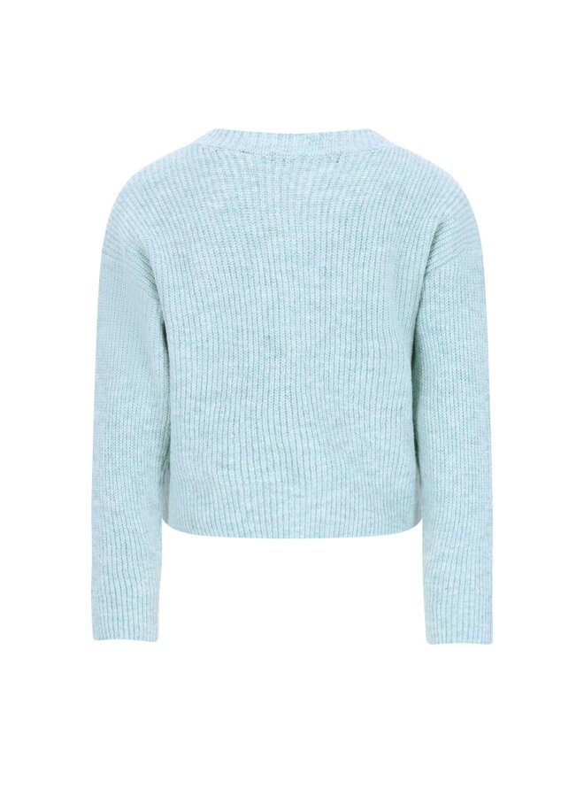 F608-5315 Do Flo girls knitted cardigan with button closure | Aqua 110 (W26)