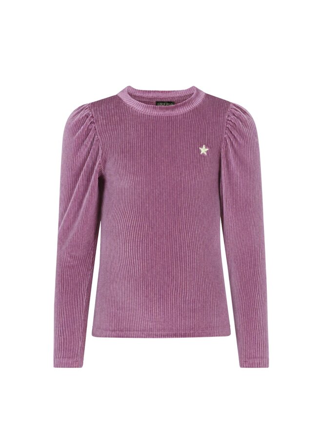 F608-5407 Esmay Flo girls velvet glitter top | Purple mauve 628 (W26)