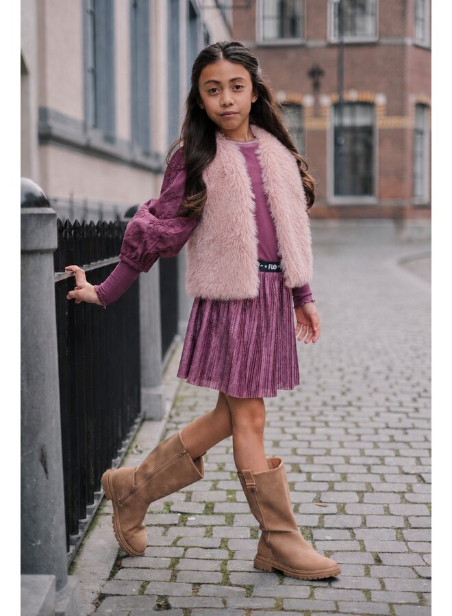 F608-5704 Solly Flo girls plissé glitter skirt | Purple mauve 628 (W26)