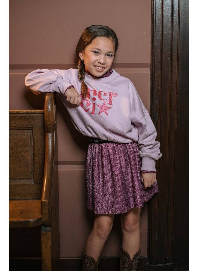 F608-5704 Solly Flo girls plissé glitter skirt | Purple mauve 628 (W26)
