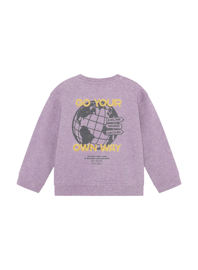 Oversized Sweater Backprint 920446 | Purple Melange-6986 (W26)