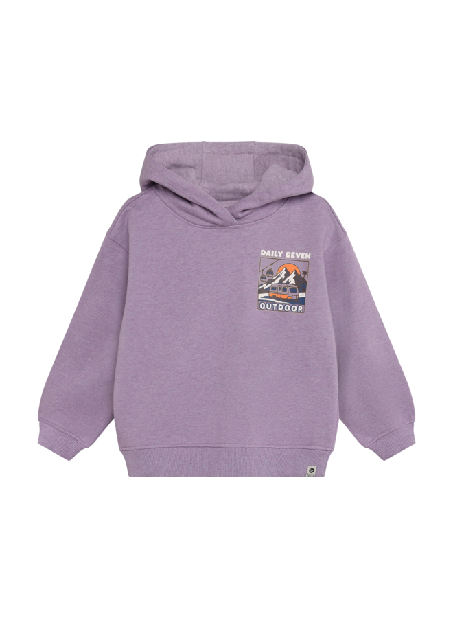 Oversized Hoodie Chest Print 920454 | Purple Melange-6986 (W26)