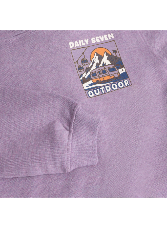 Oversized Hoodie Chest Print 920454 | Purple Melange-6986 (W26)