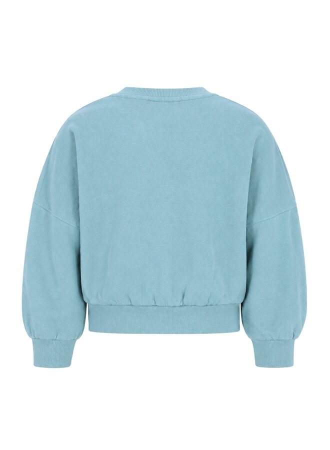 F608-5305 Danee Flo girls oversized sweater | D. aqua 134 (W26)