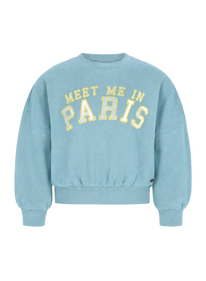 F608-5305 Danee Flo girls oversized sweater | D. aqua 134 (W26)