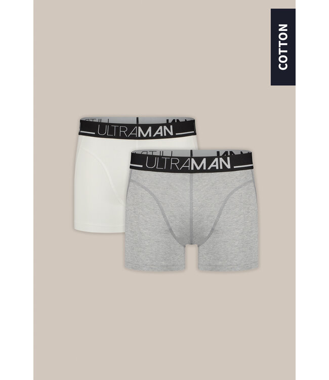 Grey+White 2-pack boxers basic cotton