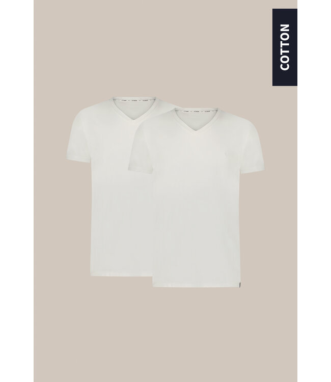 White 2-pack T-shirt V-neck Basic