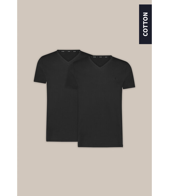 Black 2-pack T-shirt V-neck Basic