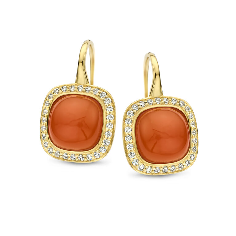 Antibes Earrings Bellisimo orange moonstone and daimonds