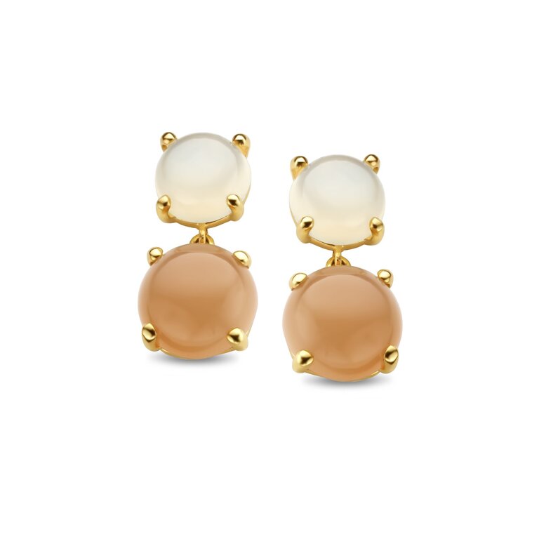 Los Angeles Earstuds white and orange moonstone