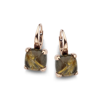 Lucca Earrings doublet grey mother of pearl and rutilized quartz