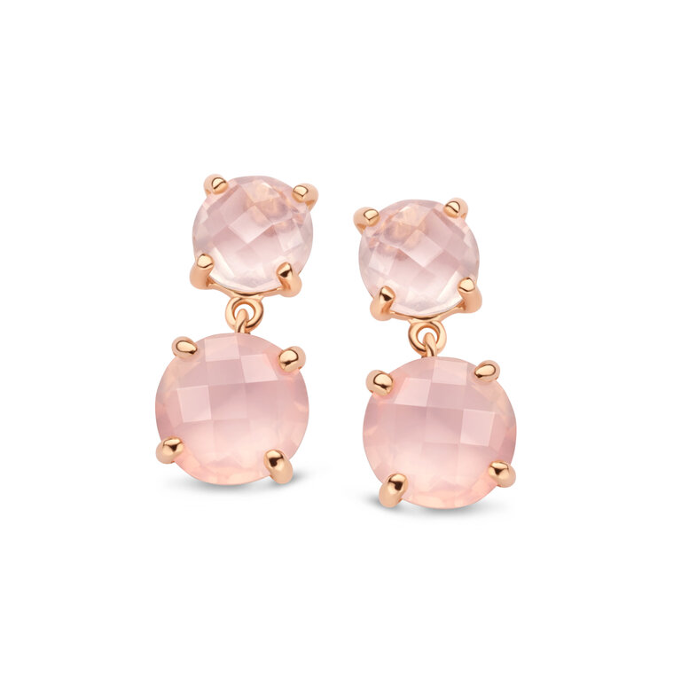Rimini Earstuds Due rose quartz